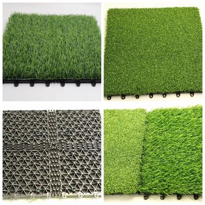 25-60mm ارتفاع تپه چمن مصنوعی کاشی های متقاطع با پشتیبان دو برابر PP NET PU