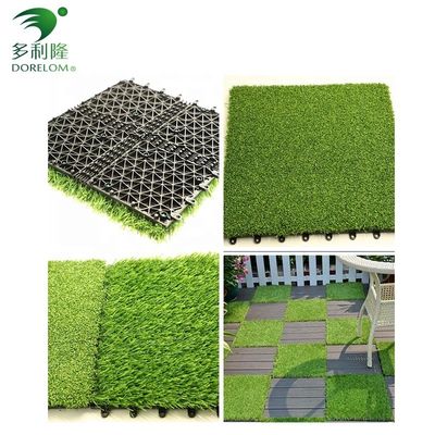 25-60mm ارتفاع تپه چمن مصنوعی کاشی های متقاطع با پشتیبان دو برابر PP NET PU