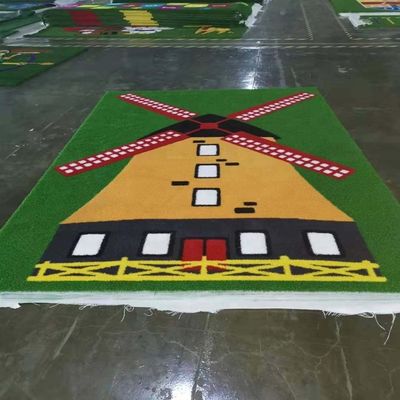 PE PP پشتیبان چمن مصنوعی لوگو رنگ الگوی چمن مصنوعی فرش فوتبال کوچک